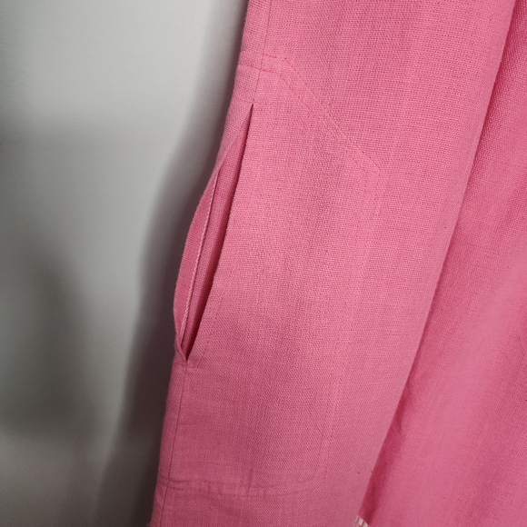 Vintage Pink Guatemalan Embroidered Huipil-Style Cotton Midi Dress M/L - Picture 7 of 14